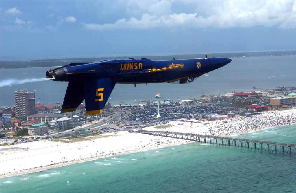 Blue Angels Flying Inverted Over Pensacola Beach