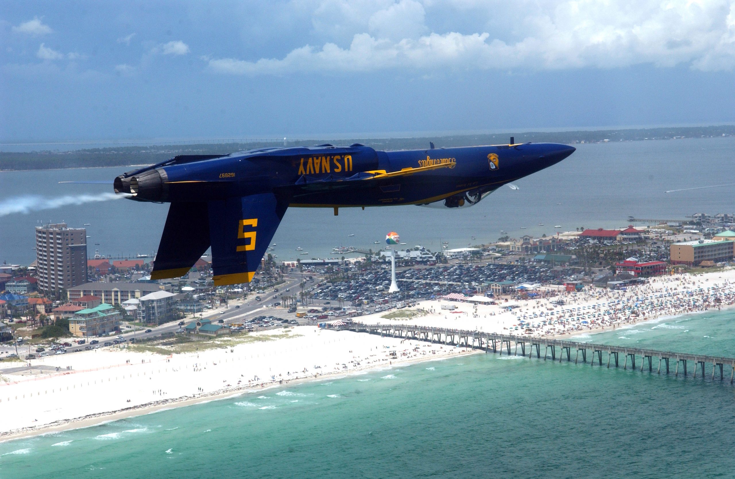 Blue Angels Flying Inverted Over Pensacola Beach